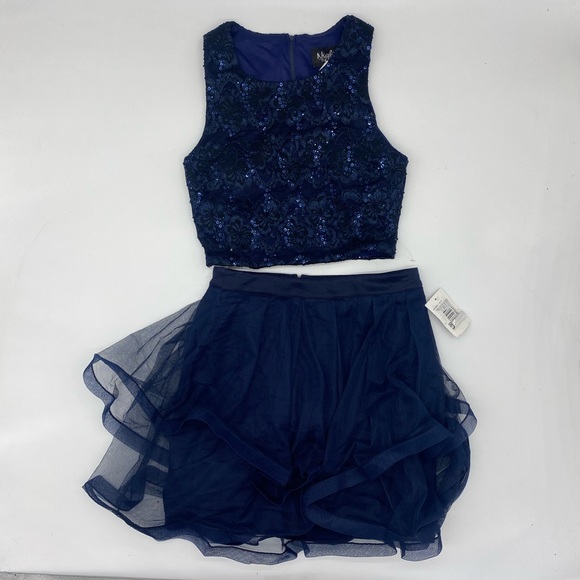 Nights by Teeze Me Navy 2 Piece Sequin/Tulle Special Occasion Dress - Picture 11 of 11